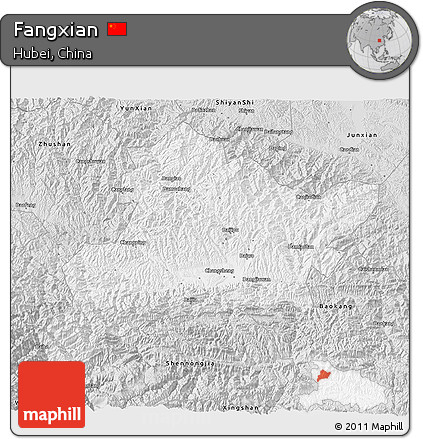 Silver Style 3D Map of Fangxian
