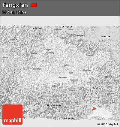 Silver Style 3D Map of Fangxian