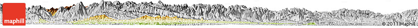 Physical Horizon Map of Fangxian, lighten, desaturated