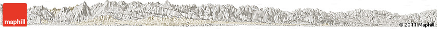 Shaded Relief Horizon Map of Fangxian, semi-desaturated