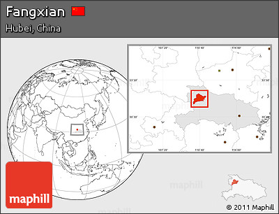 Blank Location Map of Fangxian, highlighted parent region