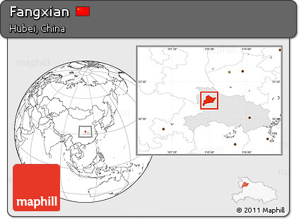 Blank Location Map of Fangxian, highlighted parent region