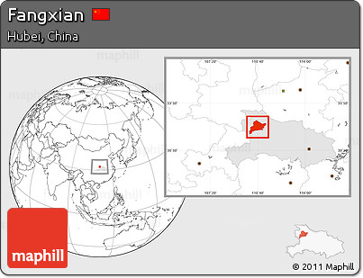 Blank Location Map of Fangxian, highlighted parent region