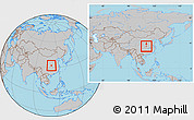 Gray Location Map of Fangxian, within the entire country