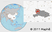 Gray Location Map of Fangxian, highlighted country, highlighted parent region