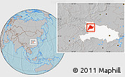 Gray Location Map of Fangxian, highlighted parent region, hill shading