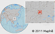 Gray Location Map of Fangxian, hill shading