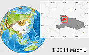 Physical Location Map of Fangxian, highlighted country, highlighted parent region