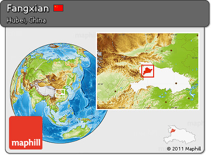 Physical Location Map of Fangxian, highlighted parent region