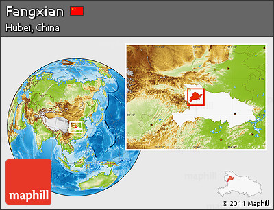 Physical Location Map of Fangxian, highlighted parent region