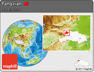 Physical Location Map of Fangxian, highlighted parent region