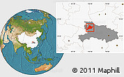 Satellite Location Map of Fangxian, highlighted country, highlighted parent region