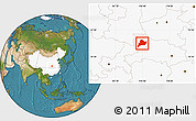 Satellite Location Map of Fangxian, highlighted country