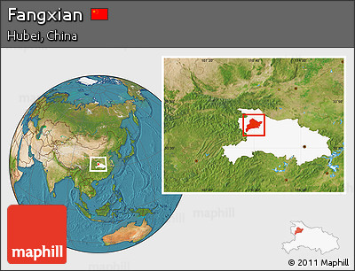 Satellite Location Map of Fangxian, highlighted parent region