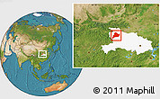 Satellite Location Map of Fangxian, highlighted parent region