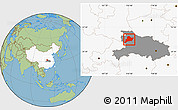 Savanna Style Location Map of Fangxian, highlighted country, highlighted parent region