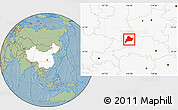 Savanna Style Location Map of Fangxian, highlighted country, hill shading