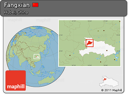 Savanna Style Location Map of Fangxian, highlighted parent region