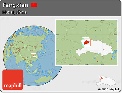 Savanna Style Location Map of Fangxian, highlighted parent region