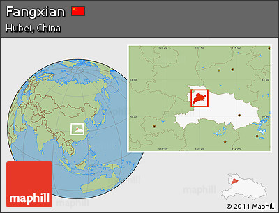Savanna Style Location Map of Fangxian, highlighted parent region