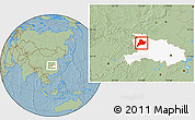 Savanna Style Location Map of Fangxian, highlighted parent region, hill shading