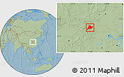 Savanna Style Location Map of Fangxian, hill shading