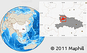 Shaded Relief Location Map of Fangxian, highlighted country, highlighted parent region