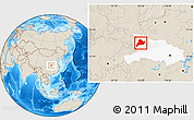 Shaded Relief Location Map of Fangxian, highlighted parent region