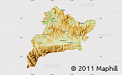 Physical Map of Fangxian, cropped outside