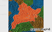 Political Map of Fangxian, darken