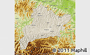 Shaded Relief Map of Fangxian, physical outside