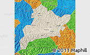 Shaded Relief Map of Fangxian, political outside