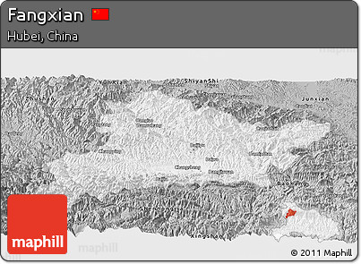 Gray Panoramic Map of Fangxian