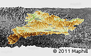 Physical Panoramic Map of Fangxian, darken, desaturated