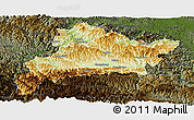 Physical Panoramic Map of Fangxian, darken