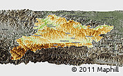 Physical Panoramic Map of Fangxian, darken, semi-desaturated
