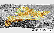 Physical Panoramic Map of Fangxian, desaturated