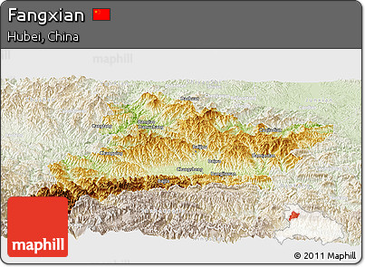 Physical Panoramic Map of Fangxian, lighten