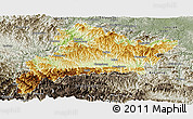 Physical Panoramic Map of Fangxian, semi-desaturated