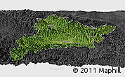 Satellite Panoramic Map of Fangxian, darken, desaturated