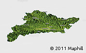 Satellite Panoramic Map of Fangxian, single color outside