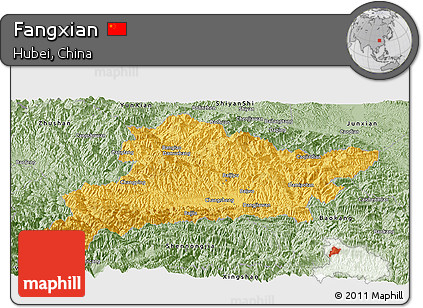 Savanna Style Panoramic Map of Fangxian