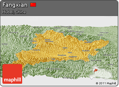 Savanna Style Panoramic Map of Fangxian