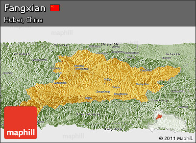Savanna Style Panoramic Map of Fangxian
