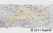 Shaded Relief Panoramic Map of Fangxian, desaturated