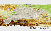 Shaded Relief Panoramic Map of Fangxian, physical outside