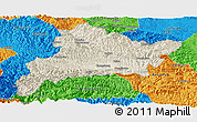 Shaded Relief Panoramic Map of Fangxian, political outside