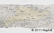 Shaded Relief Panoramic Map of Fangxian, semi-desaturated