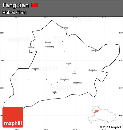 Blank Simple Map of Fangxian, cropped outside