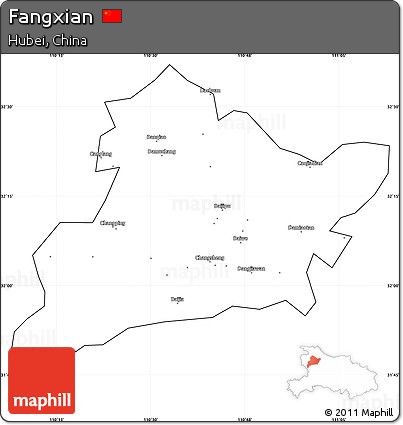 Blank Simple Map of Fangxian, cropped outside